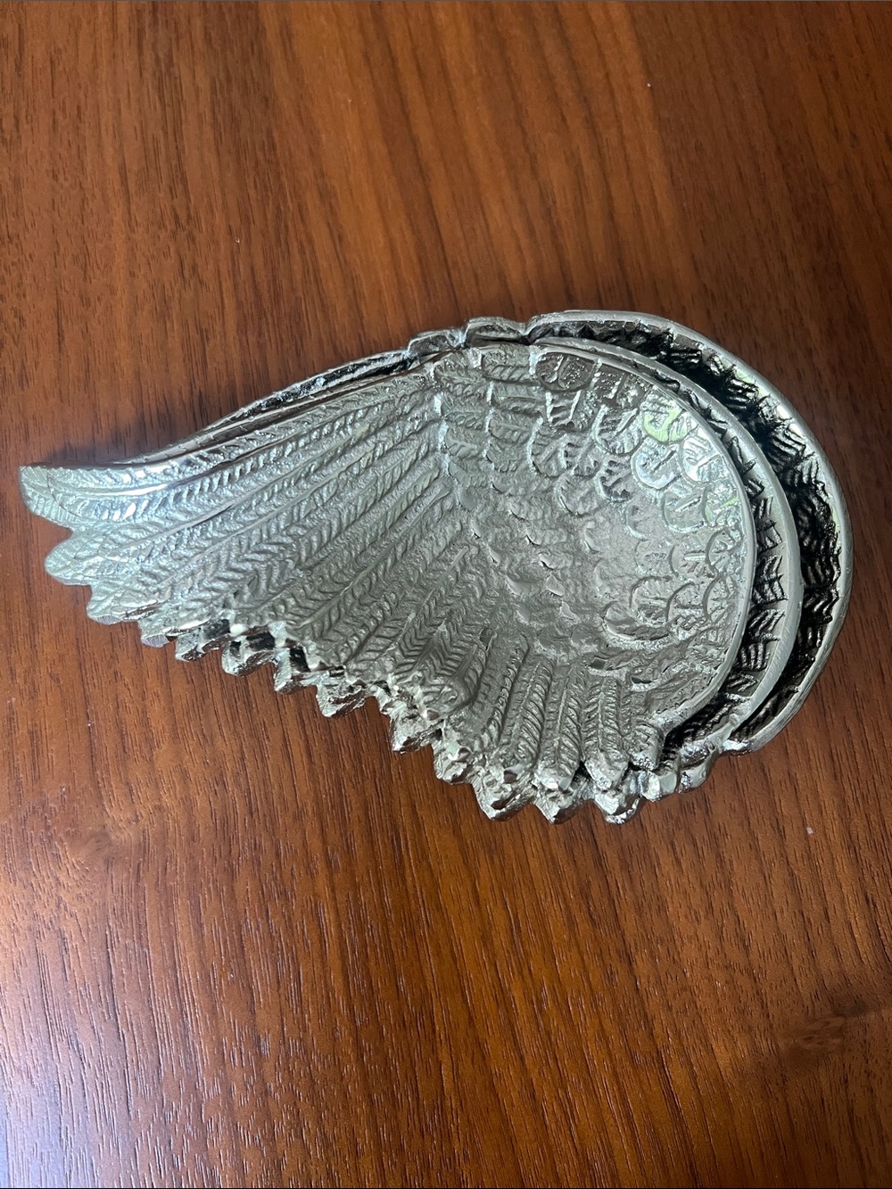 Nate Berkus Nesting Feather Angel Wing Trinket Metal Silver Bowls